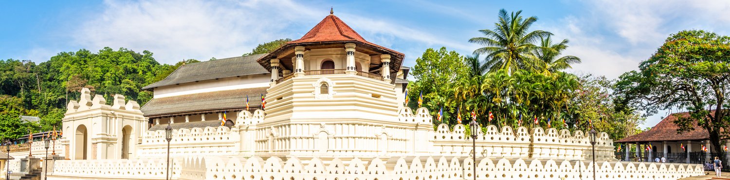 Panoramic view at the Temple of the Sacred Tooth Relic in the city of Kandy, Sri Lanka