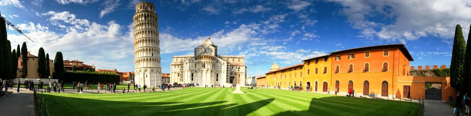 PISA - OCTOBER 10, 2016: Tourists in Square of Miracles. Pisa attracts 3 million people annually